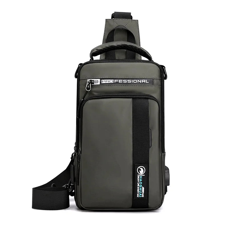 Stylish Men’s Nylon Crossbody Bag with USB Charging Port - Perfect for Outdoor Adventures and Daily Use