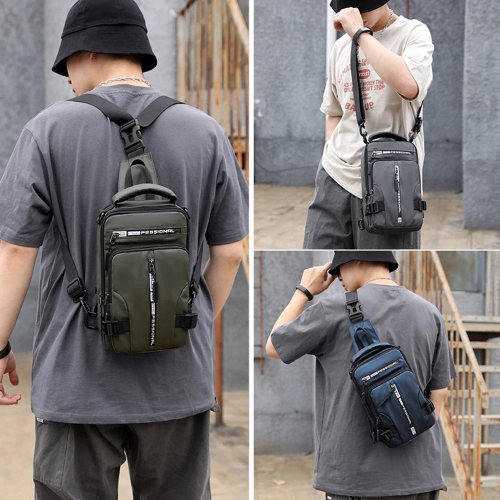 Stylish Men’s Nylon Crossbody Bag with USB Charging Port - Perfect for Outdoor Adventures and Daily Use