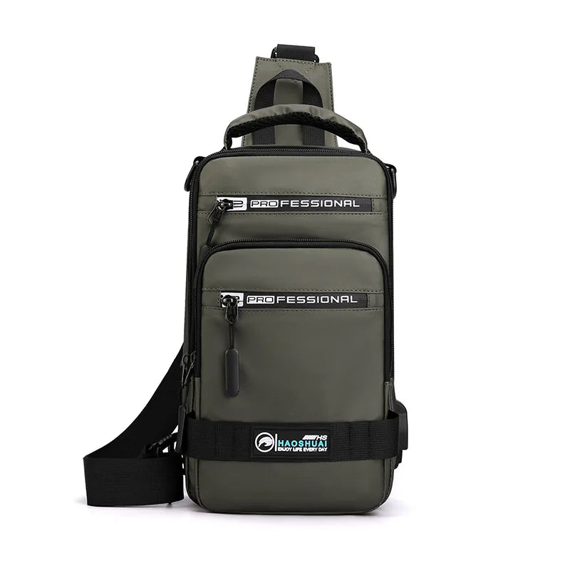 Stylish Men’s Nylon Crossbody Bag with USB Charging Port - Perfect for Outdoor Adventures and Daily Use