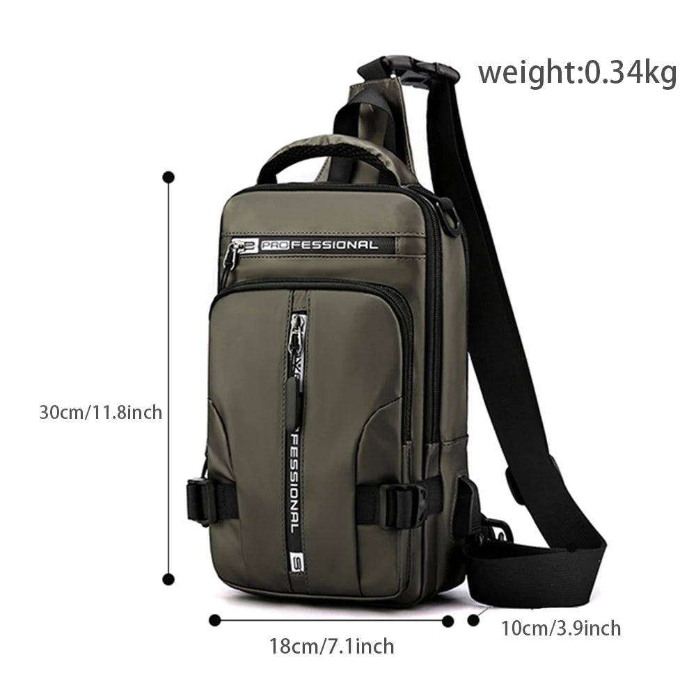 Stylish Men’s Nylon Crossbody Bag with USB Charging Port - Perfect for Outdoor Adventures and Daily Use