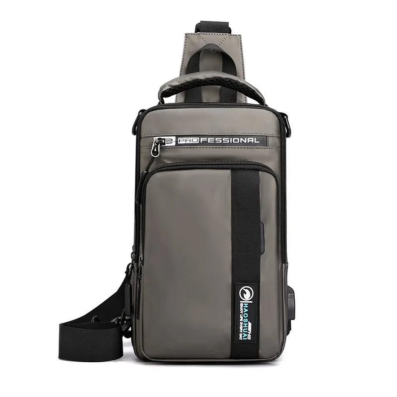 Stylish Men’s Nylon Crossbody Bag with USB Charging Port - Perfect for Outdoor Adventures and Daily Use