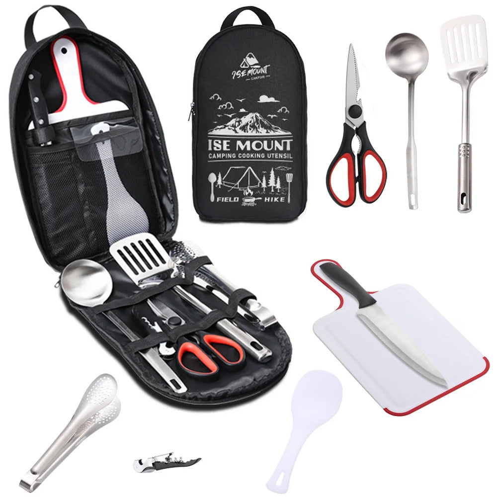 Ultimate 9-Piece Portable Stainless Steel Travel Utensils Set for Camping, BBQ, and Picnics
