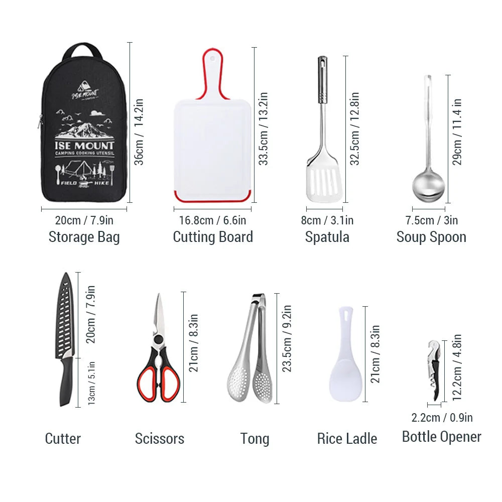 Ultimate 9-Piece Portable Stainless Steel Travel Utensils Set for Camping, BBQ, and Picnics