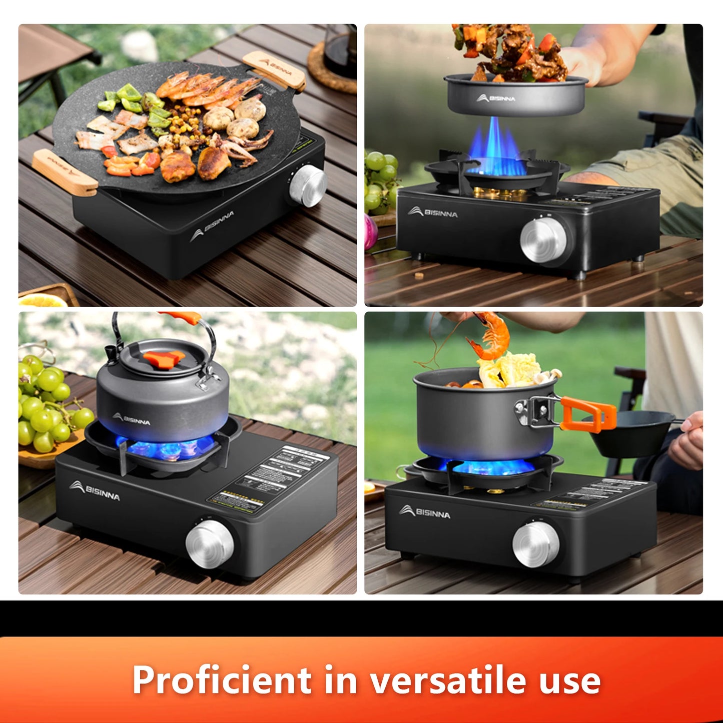 Camping Gas Stove 5800W High Firepower Outdoor Portable Cassette Burner for Picnic Hiking Trekking