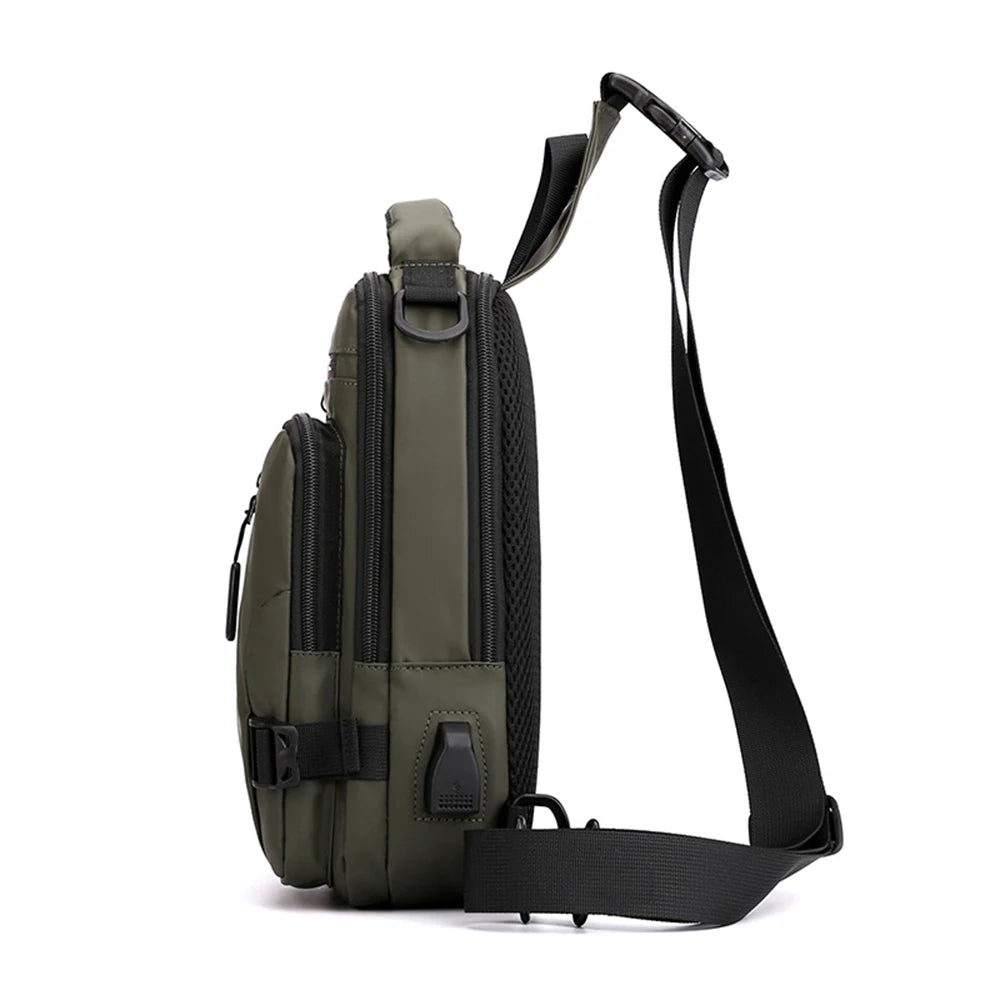 Stylish Men’s Nylon Crossbody Bag with USB Charging Port - Perfect for Outdoor Adventures and Daily Use