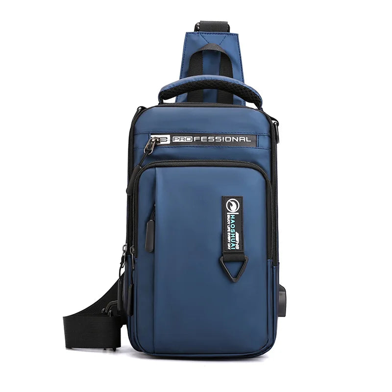 Stylish Men’s Nylon Crossbody Bag with USB Charging Port - Perfect for Outdoor Adventures and Daily Use