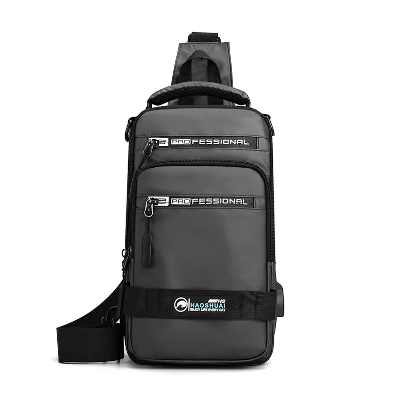 Stylish Men’s Nylon Crossbody Bag with USB Charging Port - Perfect for Outdoor Adventures and Daily Use