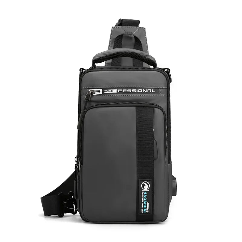 Stylish Men’s Nylon Crossbody Bag with USB Charging Port - Perfect for Outdoor Adventures and Daily Use
