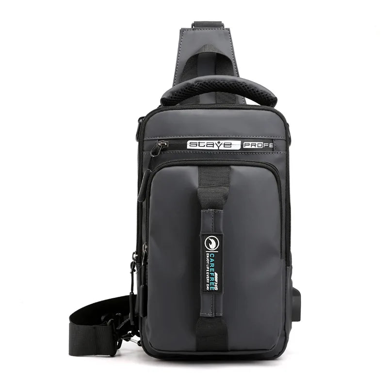 Stylish Men’s Nylon Crossbody Bag with USB Charging Port - Perfect for Outdoor Adventures and Daily Use