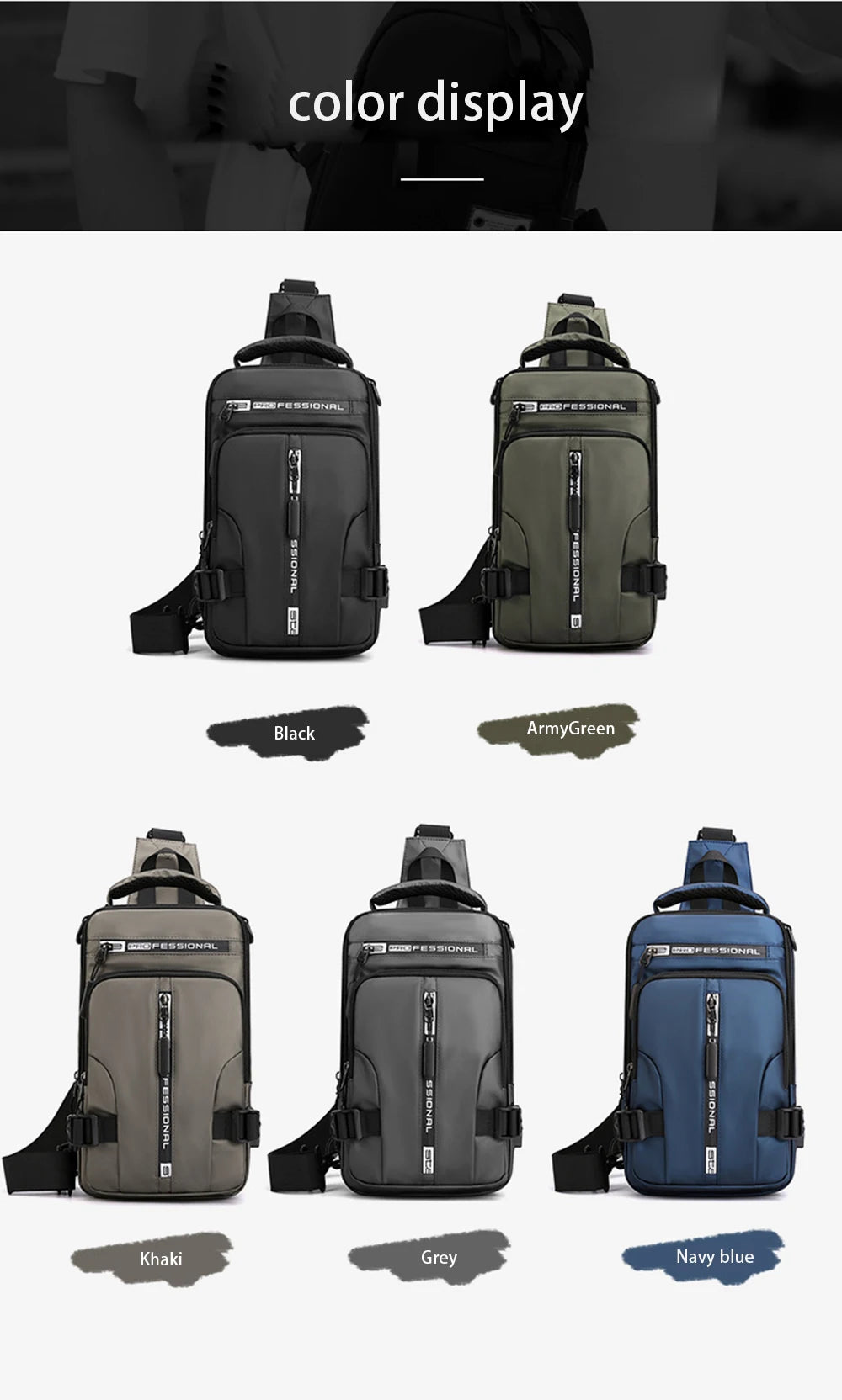 Stylish Men’s Nylon Crossbody Bag with USB Charging Port - Perfect for Outdoor Adventures and Daily Use