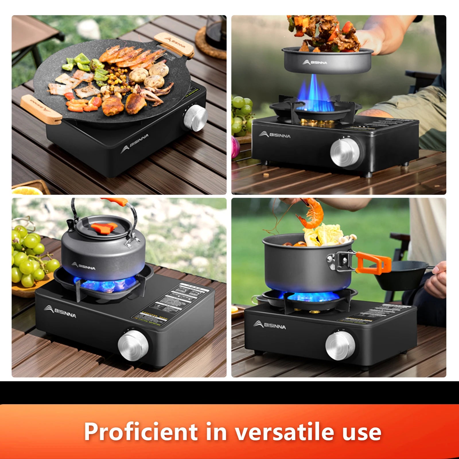 Camping Gas Stove 5800W High Firepower Outdoor Portable Cassette Burner for Picnic Hiking Trekking