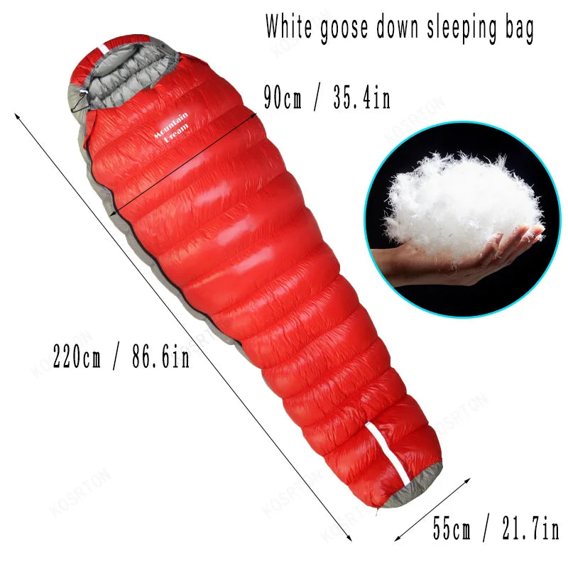 New Oversized Mummy Goose down Sleeping Bag Winter down Sleeping Bag Very Warm for Camping and Hiking