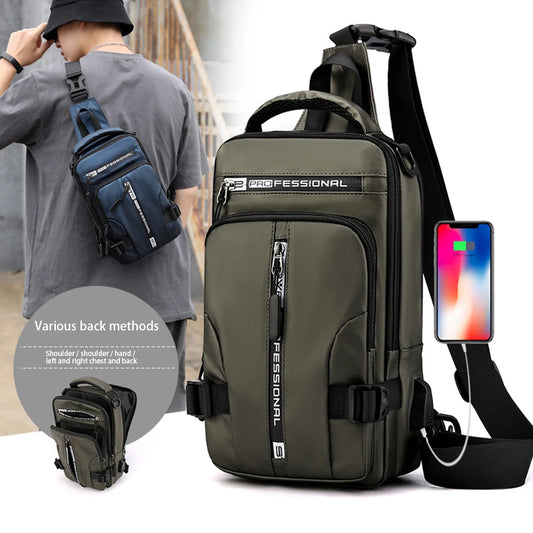 Stylish Men’s Nylon Crossbody Bag with USB Charging Port - Perfect for Outdoor Adventures and Daily Use